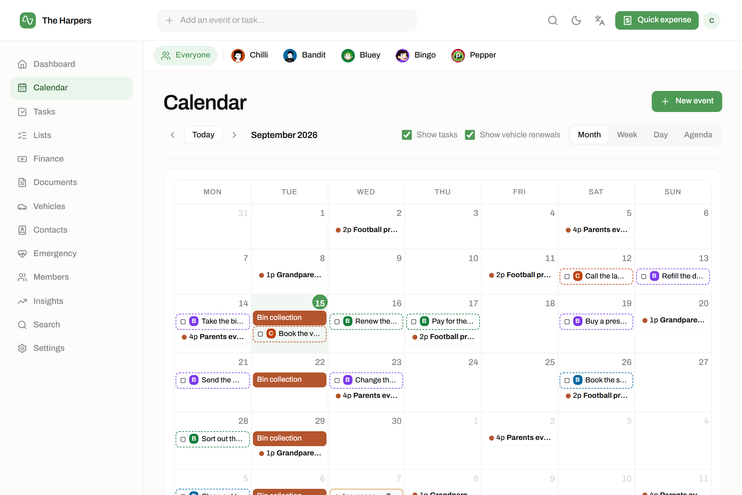 The calendar module in isna — Four views