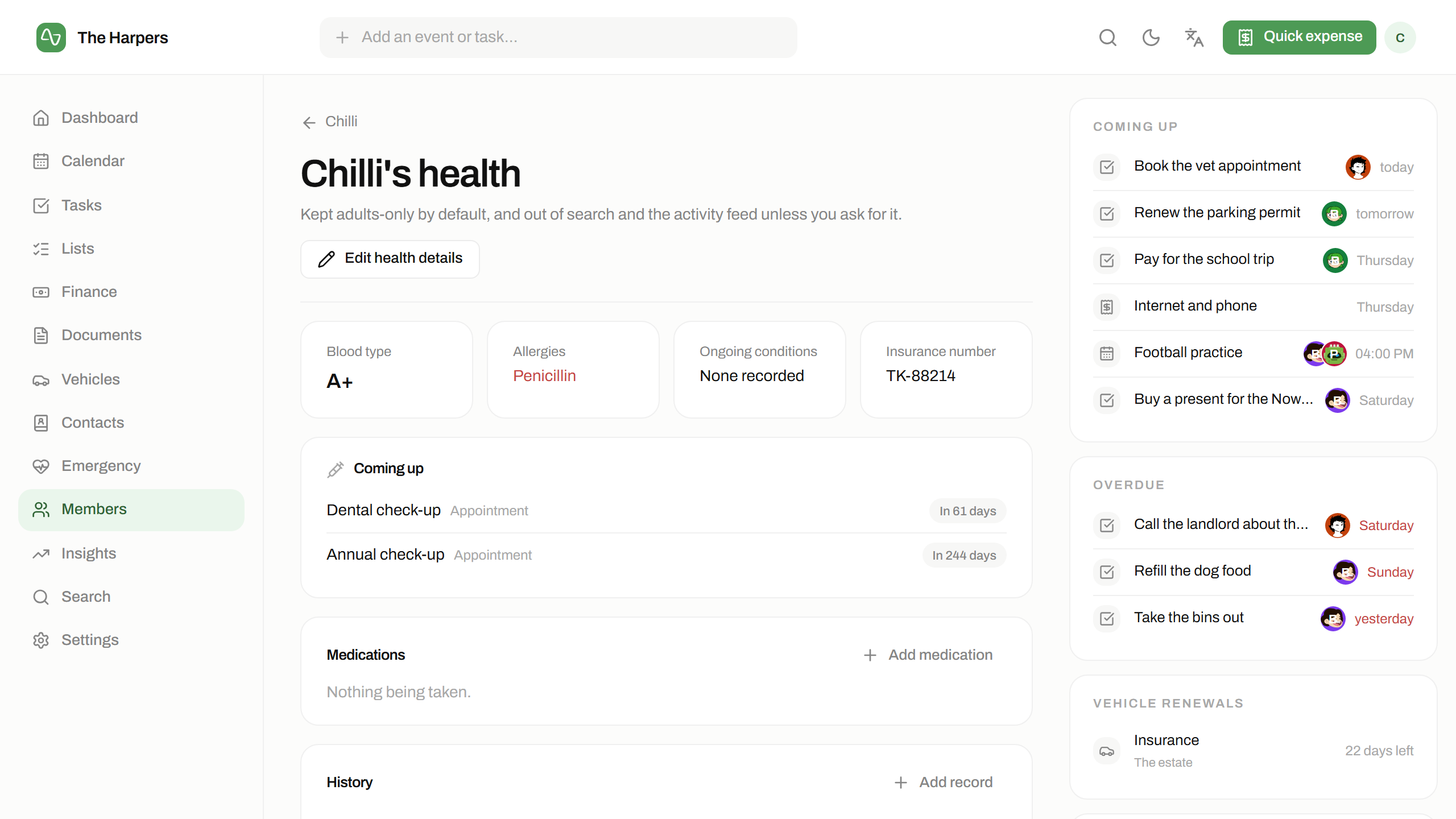 The health & emergency sheet module in isna
