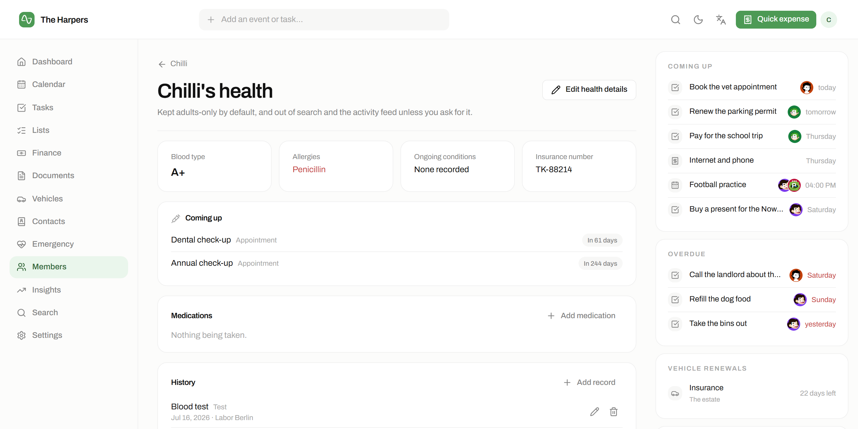 The health & emergency sheet module in isna