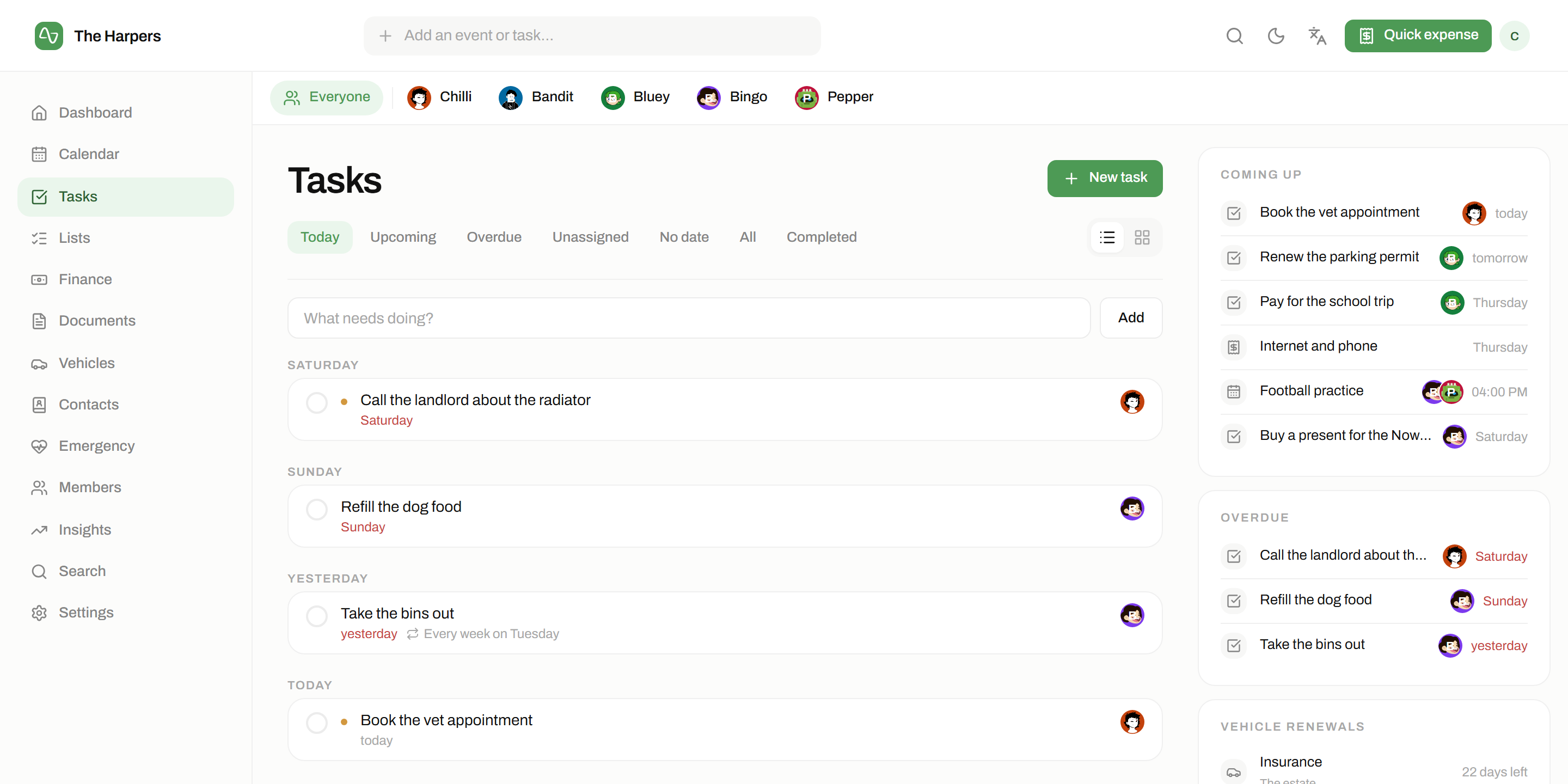 The tasks & lists module in isna