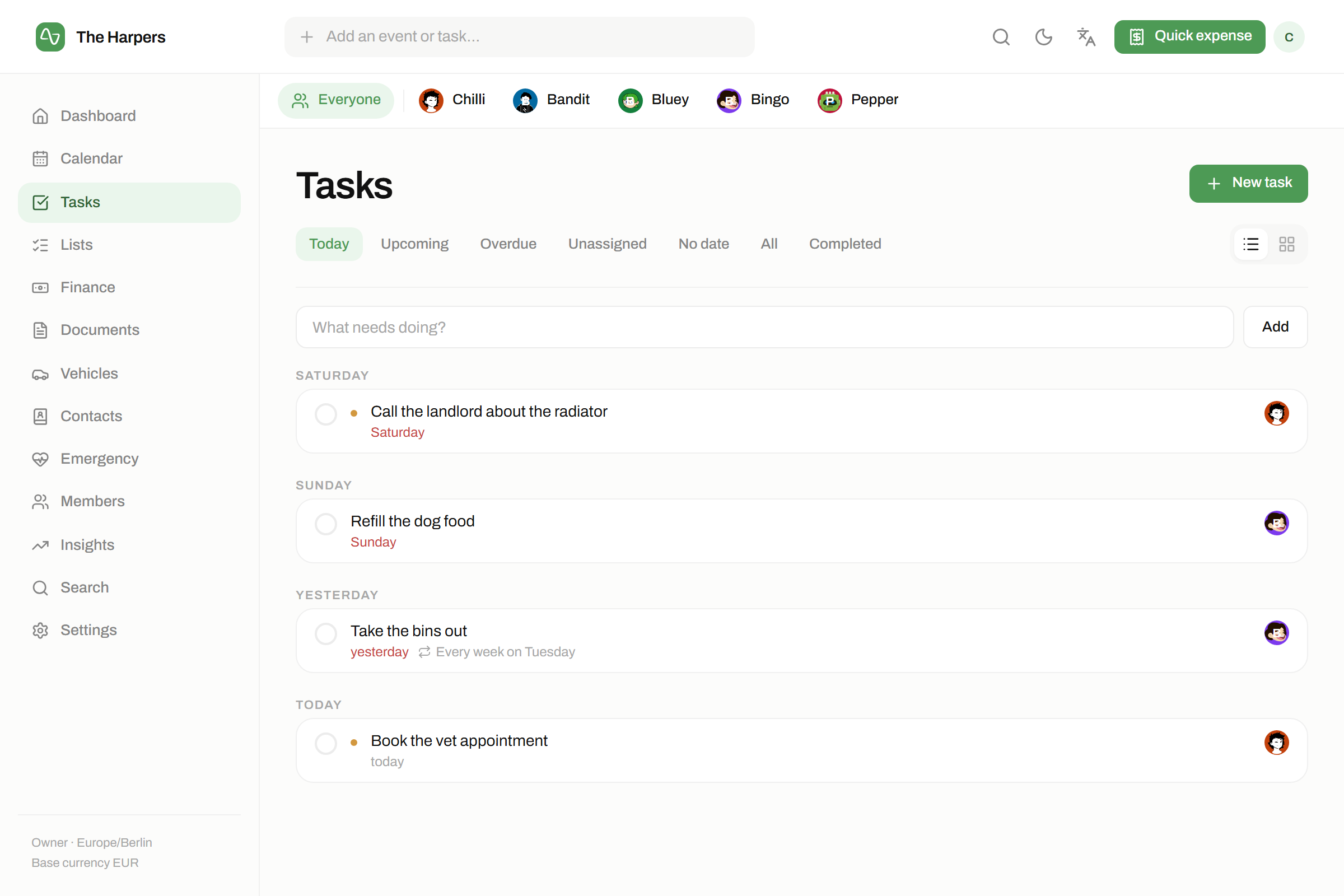 The tasks & lists module in isna — Tasks