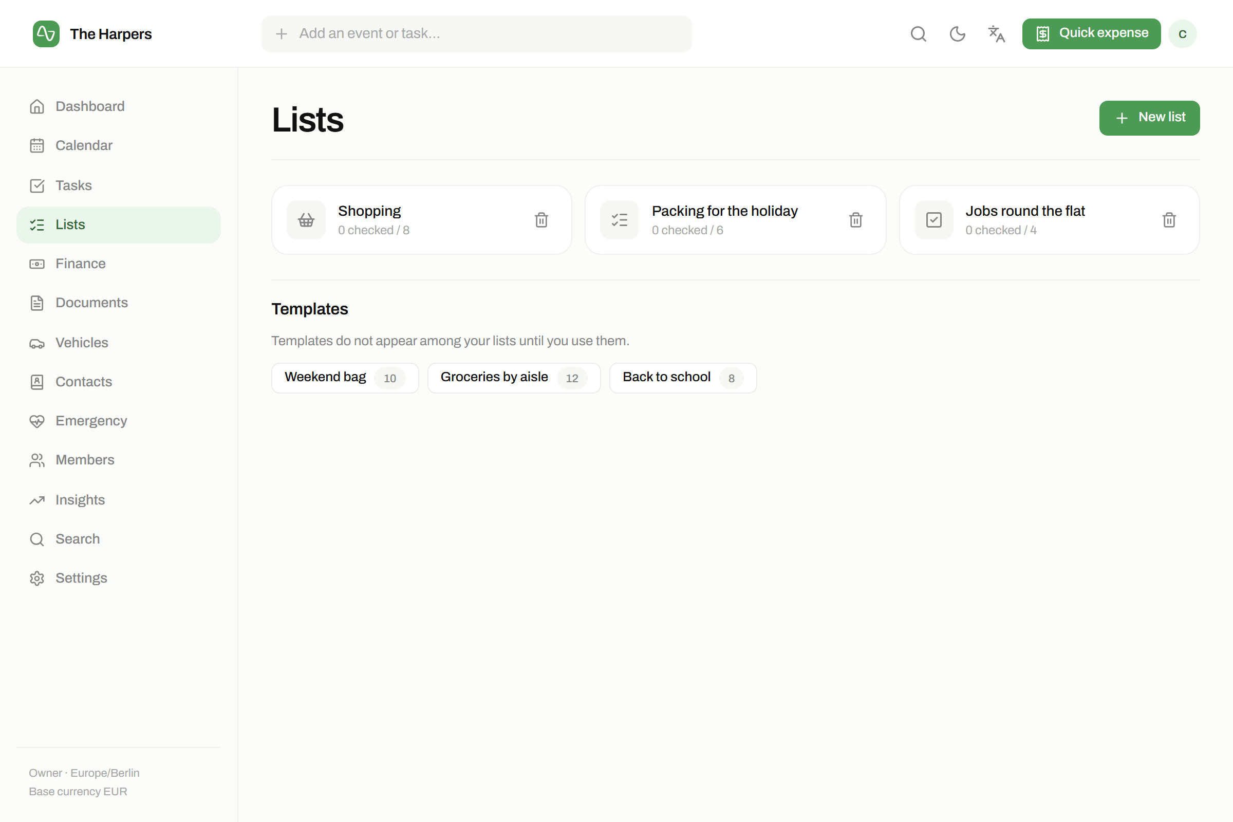 The tasks & lists module in isna — Lists